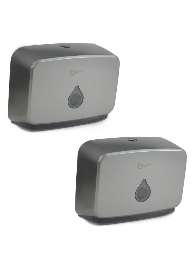 Robustt Wall-Mounted V/N/M Fold Paper Hand Towel Dispenser - Grey (with Adhesive Hooks) | Large Capacity | Durable ABS Material | Water-Resistant | Push Button Lock (Pack of 2) - Image 1