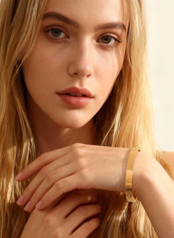 JINHUI 18K Gold Plated Bracelets Bangle for Women Engraved Dainty 12 Constellation Astrology Gold Bangle Non Tarnish Stainless Steel Bracelet Jewelry Gifts & Women - Image 2