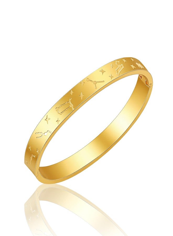JINHUI 18K Gold Plated Bracelets Bangle for Women Engraved Dainty 12 Constellation Astrology Gold Bangle Non Tarnish Stainless Steel Bracelet Jewelry Gifts & Women - Image 1