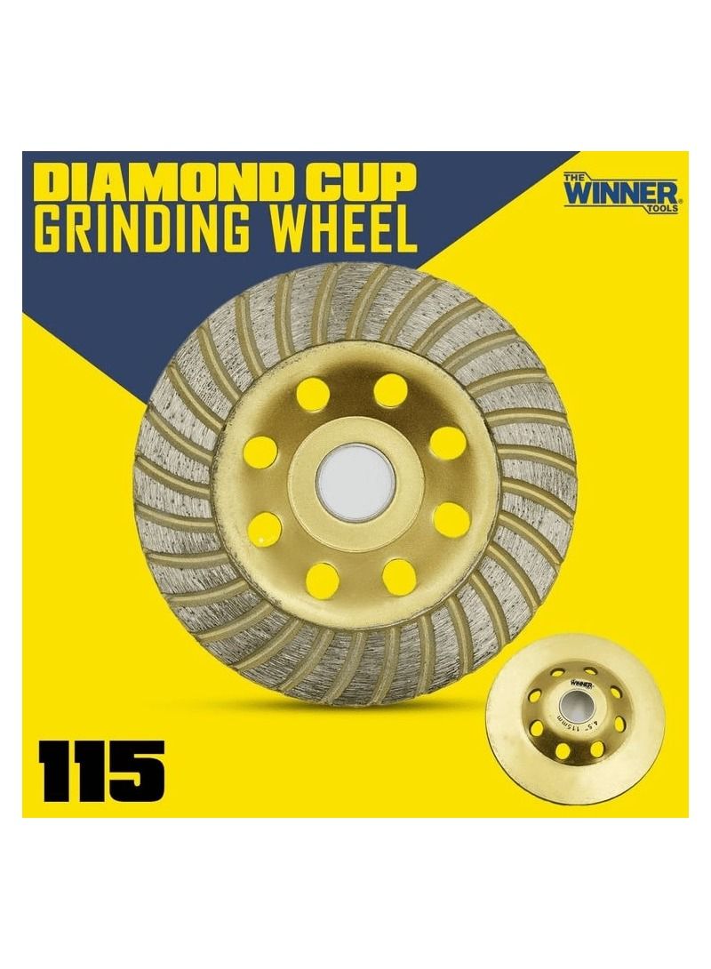 وينر WINNER TOOLS 115 عجلة طحن كأس ماسي 115 مم 4.5 "عجلة طحن - Image 1