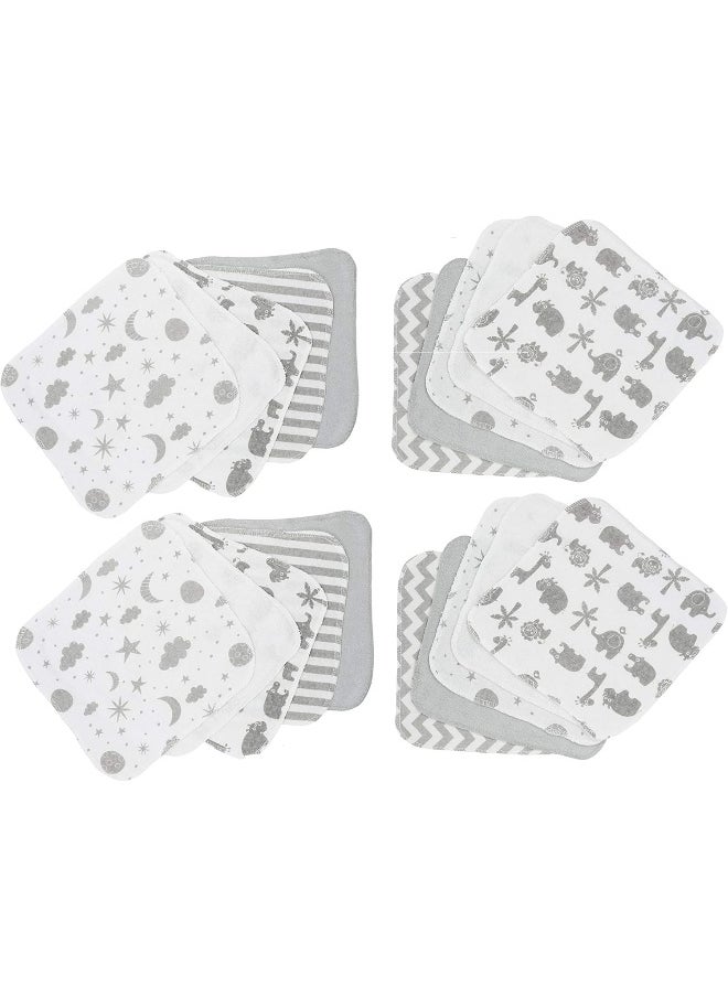 Spasilk Spasilk Washcloth Wipes Set for Newborn Boys and Girls, Soft Terry Washcloth Set, Pack of 20, Gray Celestial  - Image 1