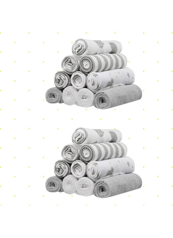 Spasilk Spasilk Washcloth Wipes Set for Newborn Boys and Girls, Soft Terry Washcloth Set, Pack of 20, Gray Celestial  - Image 4