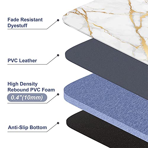 Mrcrypos Gold White Kitchen Rugs Cushioned Anti Fatigue 2 PCS Marble Kitchen Mats PVC Non Slip Waterproof Kitchen Mats for Floor Sink Laundry Office - Image 5