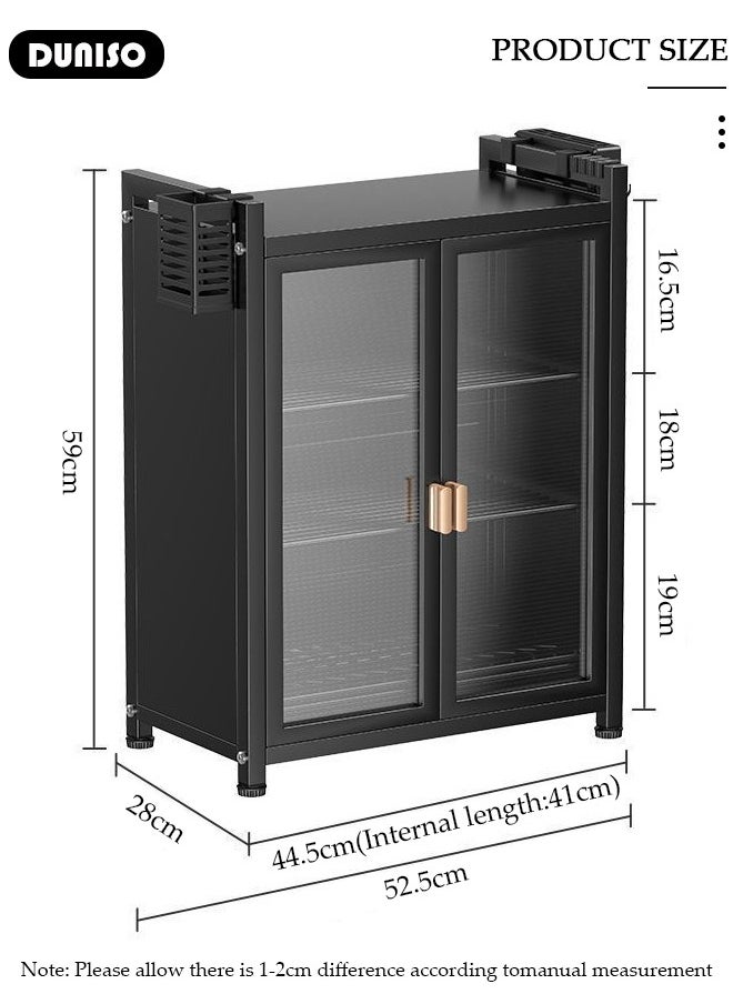 DUNISO - Kitchen Countertop with Dish Cabinet, Drainer Cabinet, Dual Door Design, Dustproof and Oil Resistant Multifunctional Kitchen Storage Cabinet for Tableware Storage in Kitchens and Restaurants - Image 1
