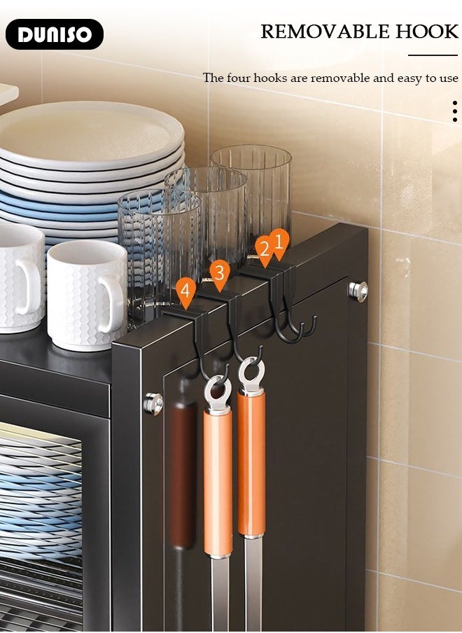 DUNISO - Kitchen Countertop with Dish Cabinet, Drainer Cabinet, Dual Door Design, Dustproof and Oil Resistant Multifunctional Kitchen Storage Cabinet for Tableware Storage in Kitchens and Restaurants - Image 1