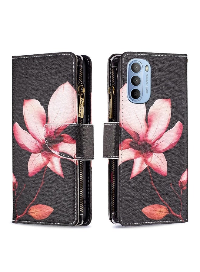 HuHa For Motorola Moto G31 / G41 Colored Drawing Pattern Zipper Leather Phone Case(Lotus)  - Image 2