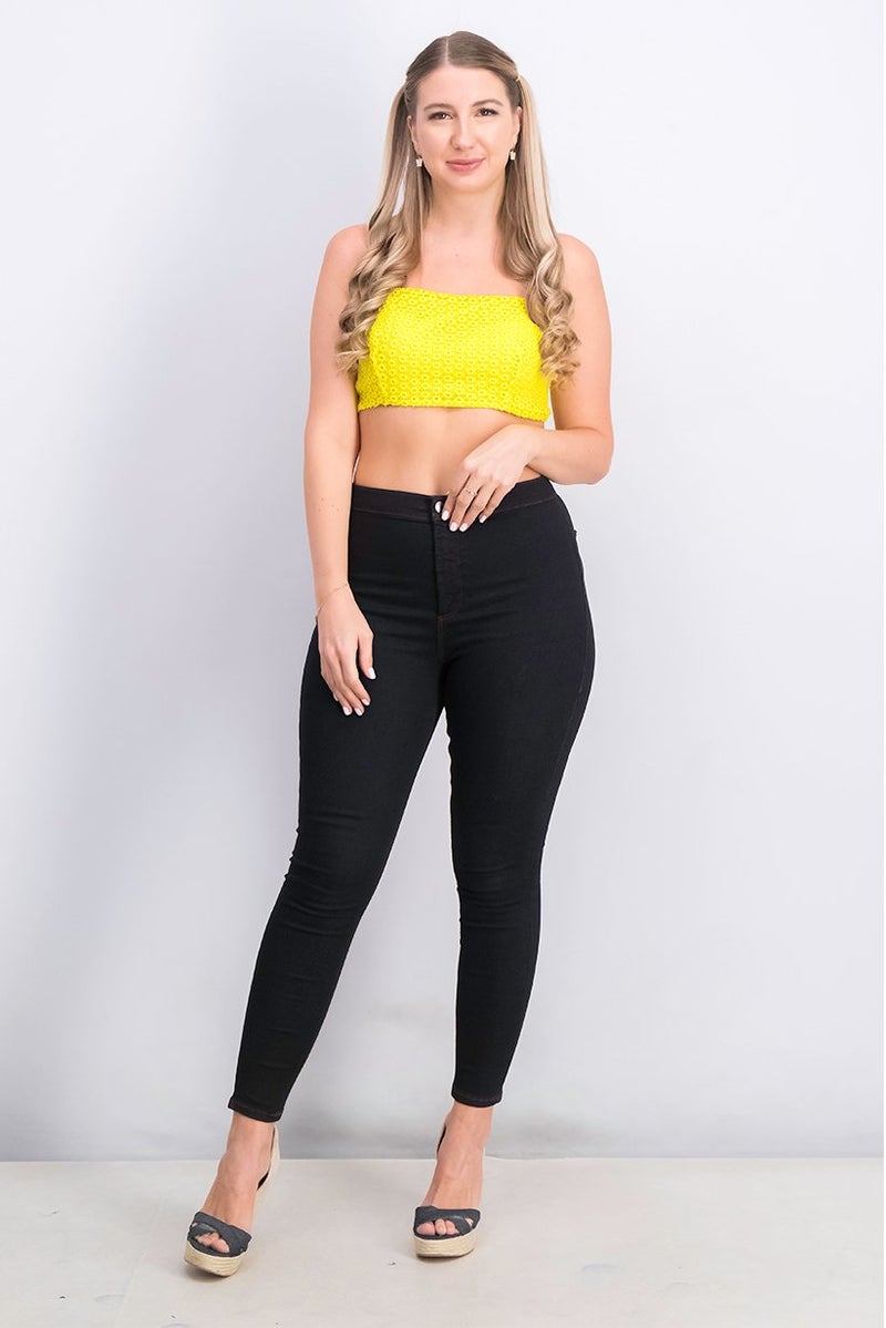 TOPSHOP Women Straight Across Sleeveless Crop Top, Yellow - Image 4