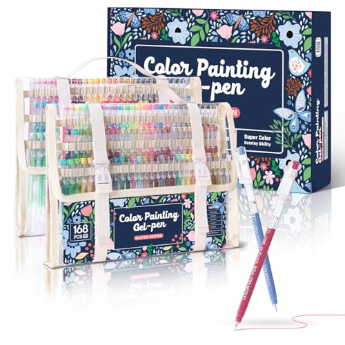 Xipan Acrylic Gel Pens for Coloring, 168 Pack Colored Gel Pens for Black Paper & White Paper, 0.6mm Fine Point Colorful Pens for Adult Drawing, Journaling, Note Taking, Doodling, Art Supplies - Image 1