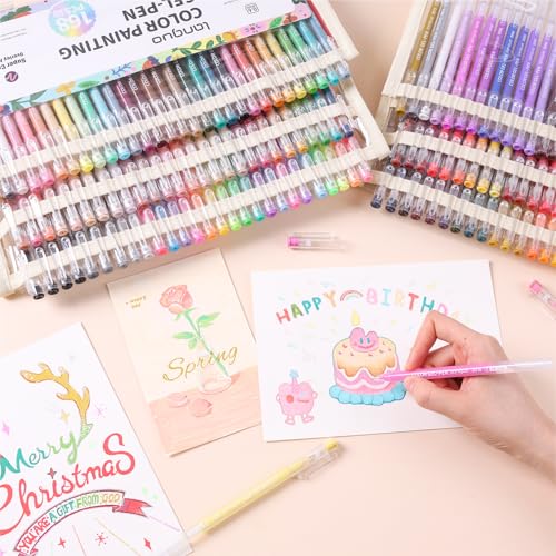 Xipan Acrylic Gel Pens for Coloring, 168 Pack Colored Gel Pens for Black Paper & White Paper, 0.6mm Fine Point Colorful Pens for Adult Drawing, Journaling, Note Taking, Doodling, Art Supplies - Image 3