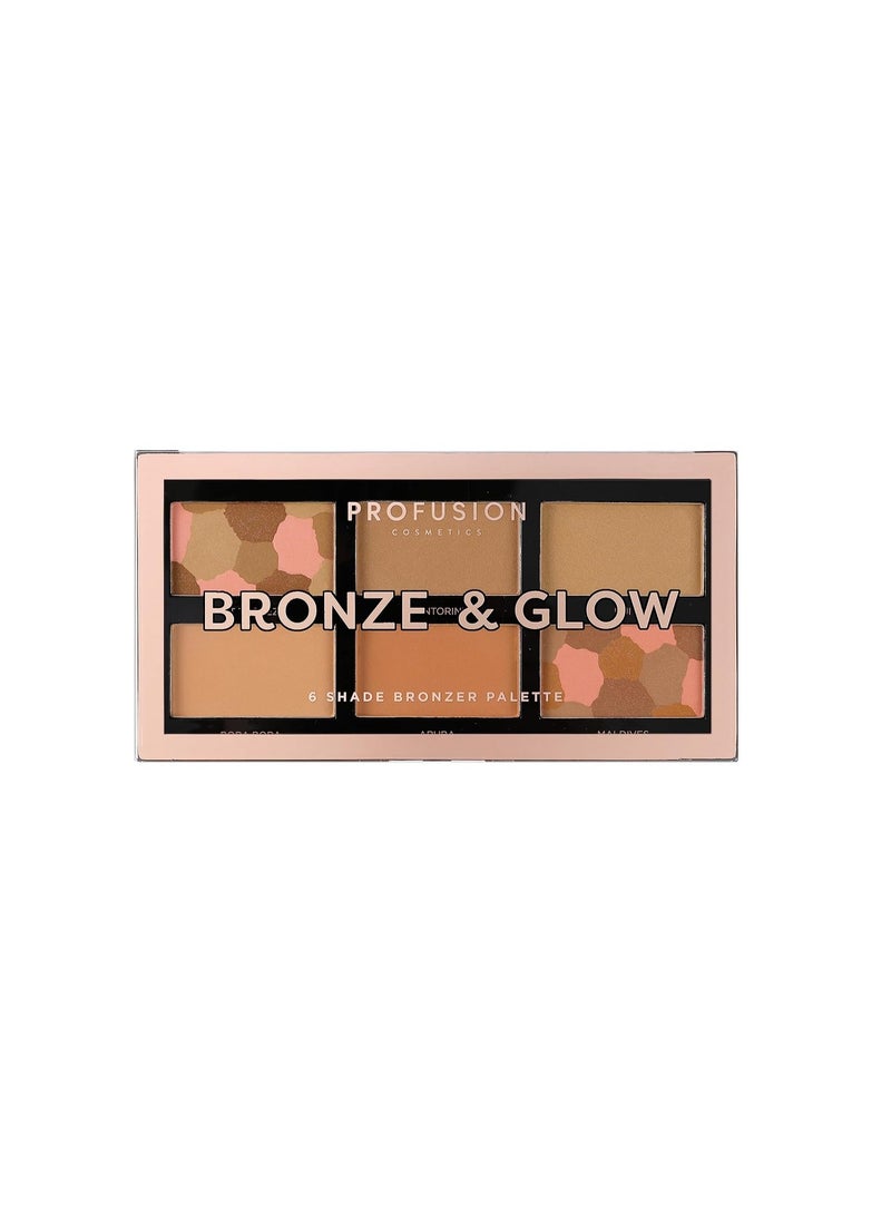 Profusion Cosmetics Mini Artistry 6 Shade Bronzer Pallete - Bronze & Glow (15.6g) - Image 1