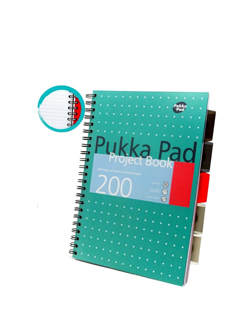 Pukka Pad دفتر مشروع باكا 200 صفحة 80 جرام/متر مربع مع 5 فواصل مواضيع، حجم A4 - Image 3