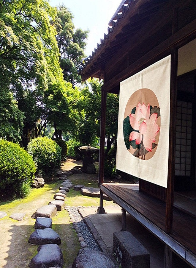 LIGICKY Japanese Style Noren Doorway Curtain Short Tapestry for Home Decoration 85 x 90cm (Vintage Lotus Flower) - Image 5