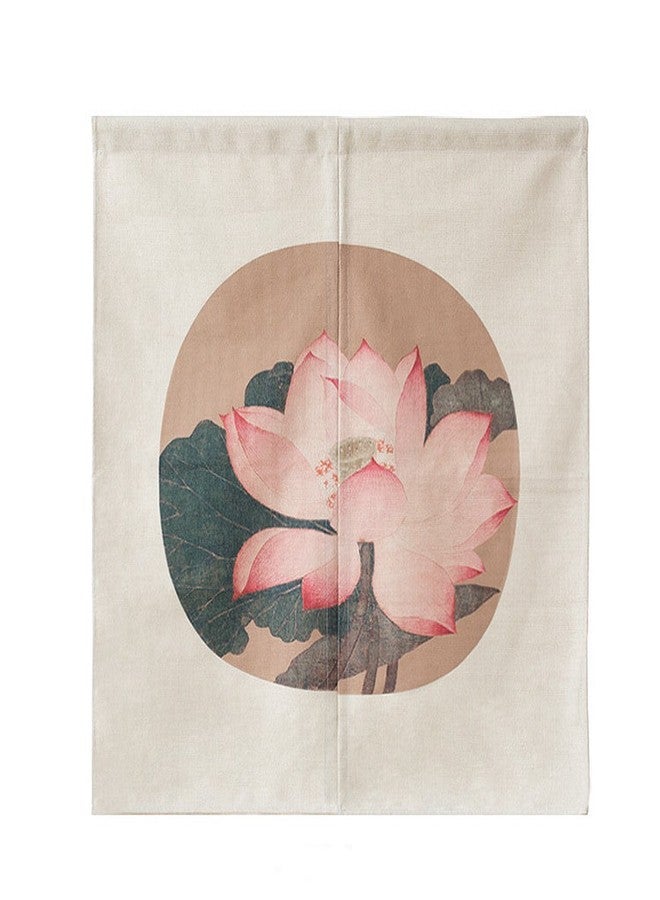LIGICKY Japanese Style Noren Doorway Curtain Short Tapestry for Home Decoration 85 x 90cm (Vintage Lotus Flower) - Image 1