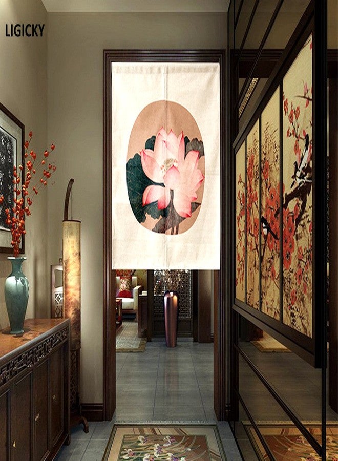 LIGICKY Japanese Style Noren Doorway Curtain Short Tapestry for Home Decoration 85 x 90cm (Vintage Lotus Flower) - Image 3