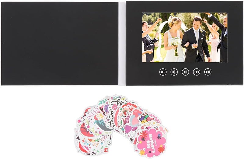 Electronic Video Greeting Card, 7 Inch LCD Color Screen, 720P HD Playback, 128MB Memory - Personalized DIY Design, Built - in Speaker, Ideal for Wedding and Anniversary (7inch) - Image 1