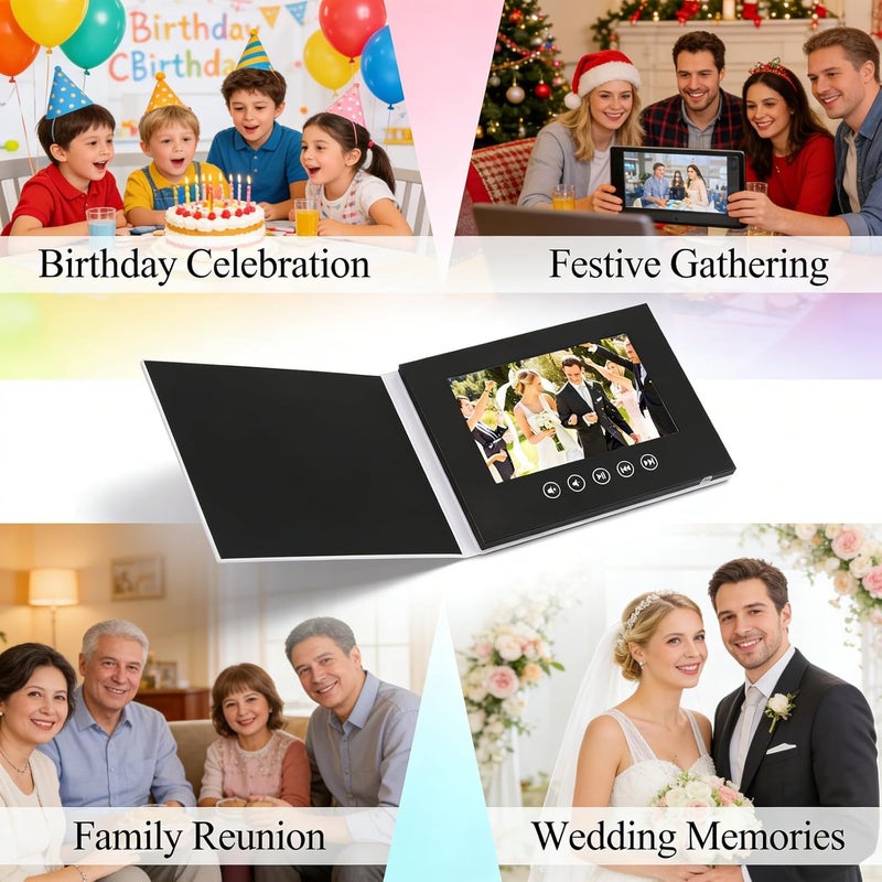 Electronic Video Greeting Card, 7 Inch LCD Color Screen, 720P HD Playback, 128MB Memory - Personalized DIY Design, Built - in Speaker, Ideal for Wedding and Anniversary (7inch) - Image 5