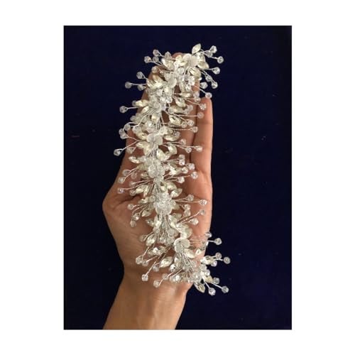 Samyak Wedding Hair Pins | Crystal & Pearl Beaded Hair Vine For Bridal Bridesmaid Tiara Hair Accessories (SILVER) - Image 3