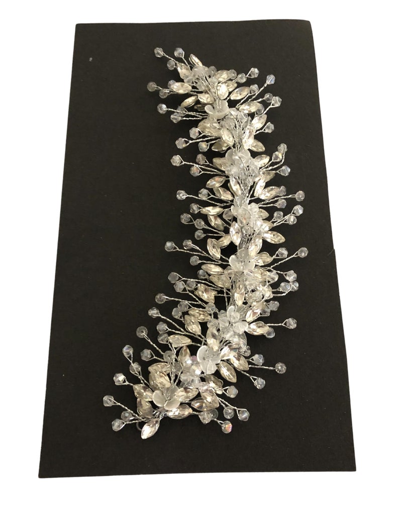 Samyak Wedding Hair Pins | Crystal & Pearl Beaded Hair Vine For Bridal Bridesmaid Tiara Hair Accessories (SILVER) - Image 2