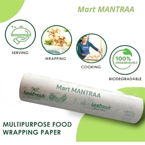 Mart MANTRAA 1 كجم/110 أمتار | لفافة ورق تغليف الطعام | تغليف زبدة غير لاصق عالي الجودة | ورق تغليف الطعام | ورق غير لاصق قابل لإعادة التسخين | ورق برشمان آمن للفرن | جودة مستوردة - Image 3