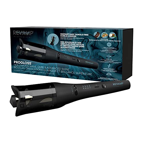 Revamp Progloss Hollywood Automatic Curling Iron – Advanced Shine Rotating Curling Iron with Hydrating Dual Ionic Jets, Ceramic Barrel Infused with Progloss Oils for Frizz-Free Shine 1 inch - Image 1