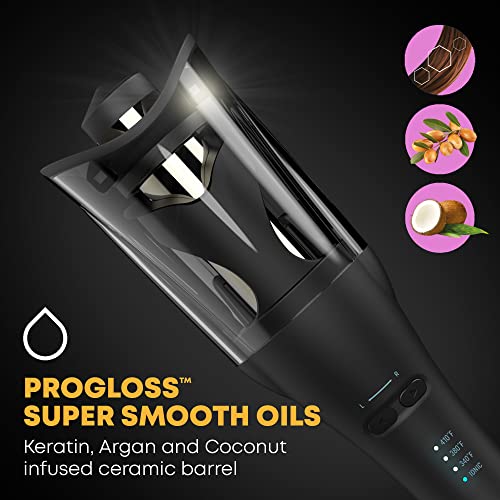Revamp Progloss Hollywood Automatic Curling Iron – Advanced Shine Rotating Curling Iron with Hydrating Dual Ionic Jets, Ceramic Barrel Infused with Progloss Oils for Frizz-Free Shine 1 inch - Image 2