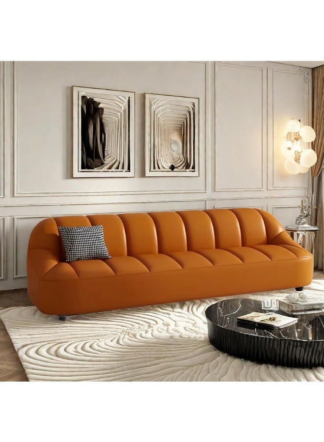 Zayn comforts Stylish Leather Sofa - 3-Seater in Orange - Image 1