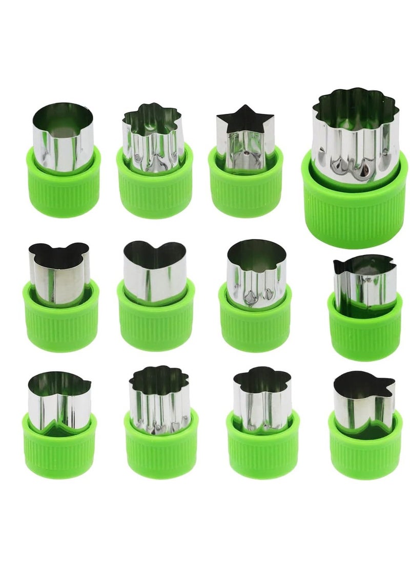 Gopinath Autolink Gopinath Autolink 12pcs Cookie Cutter Shapes Set Bread Sandwich Cutter for Kitchen Stainless Steel Fruit Cutter Shapes Embossing Mold Baking Mold Pastry Mold Green  - Image 1