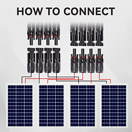 Goupchn Solar Y Branch Connectors 1 Pair Parallel Connectors 1 to 4 Splitter Cable Wire Plug Tool Kit for Solar Panel - Image 4