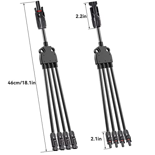 Goupchn Solar Y Branch Connectors 1 Pair Parallel Connectors 1 to 4 Splitter Cable Wire Plug Tool Kit for Solar Panel - Image 2
