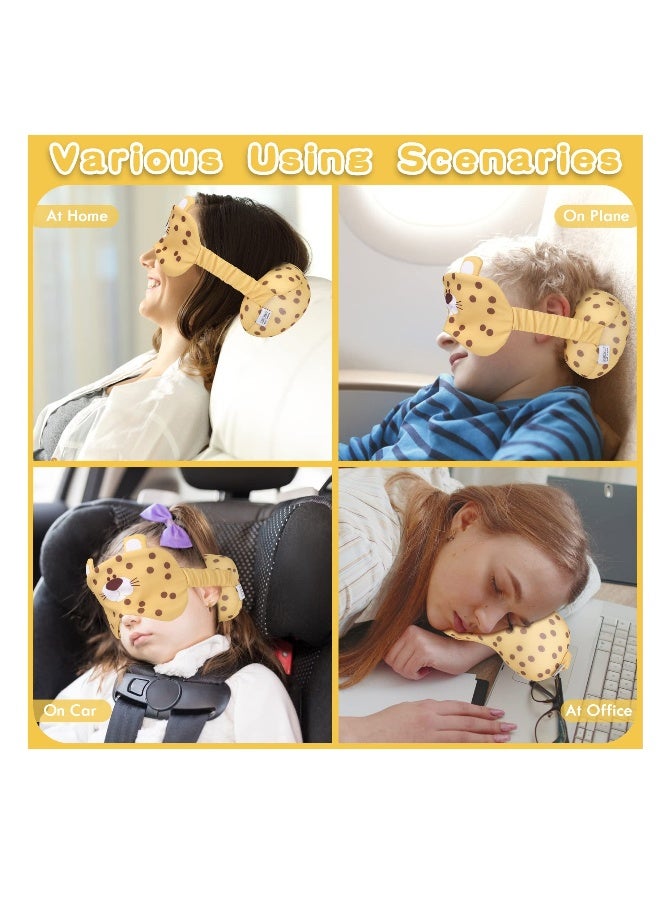 وسادة سفر 2 في 1 مع قناع للعين، وسادة ناعمة ومريحة للأطفال والبالغين تدعم الرأس والرقبة والذقن - مثالية للطائرات، التخييم، المشي، القطارات، السيارات أو الأنشطة الخارجية - Image 4