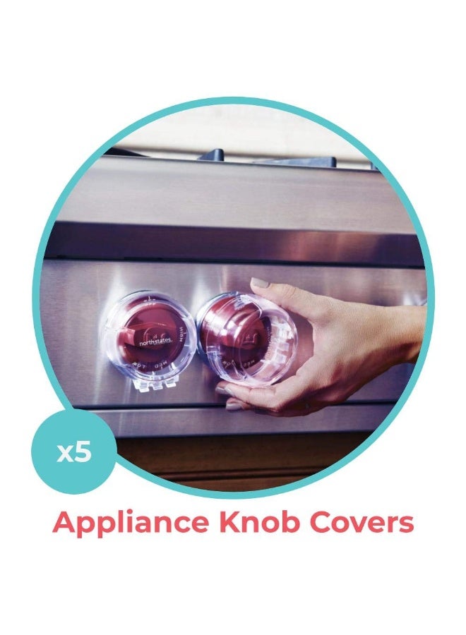 Toddleroo by North States - Appliance Knob Covers for Baby Proofing: Stove Knob Safety Covers - 5 Pack - Clear - Image 2