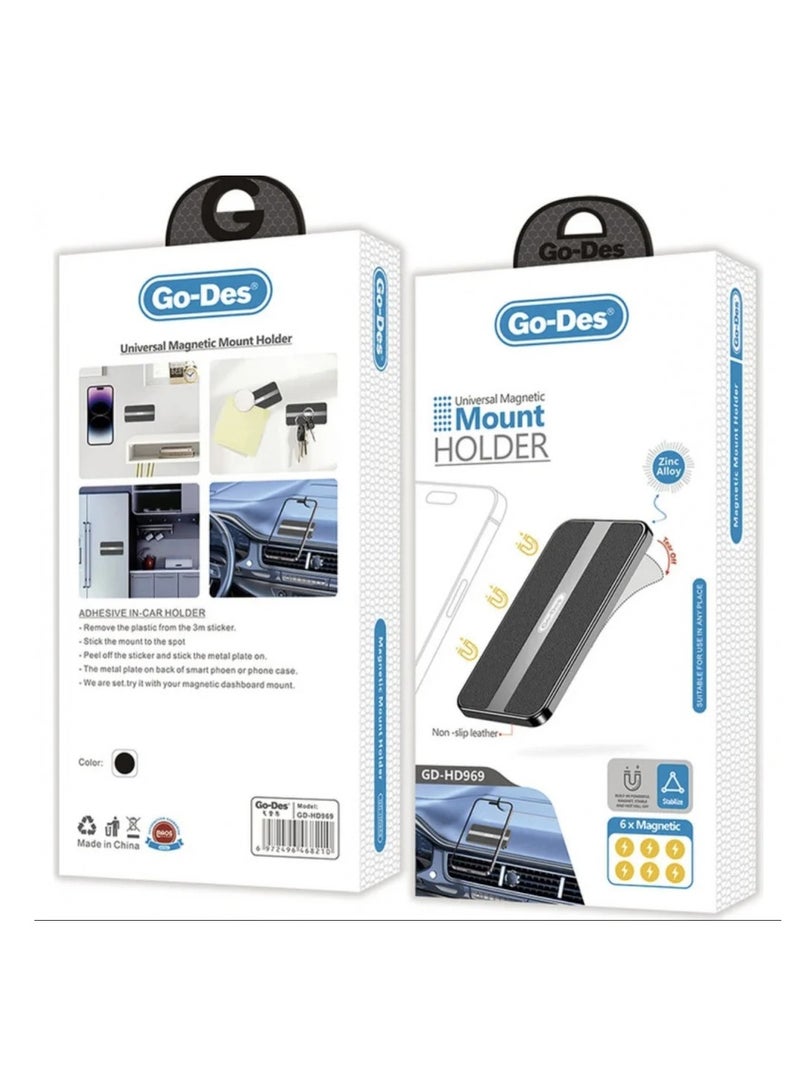GO-DES Go Des GD-HD969 Magnetic Flat Floor Car Phone Holder - Image 1