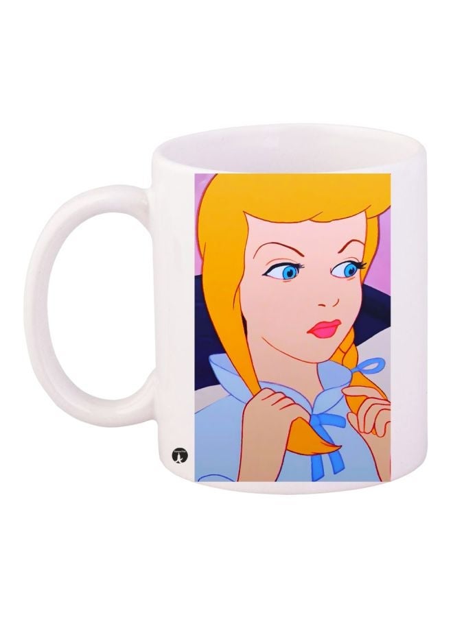 RYN Cartoon Printed Coffee Mug White/Beige/Yellow 11ounce