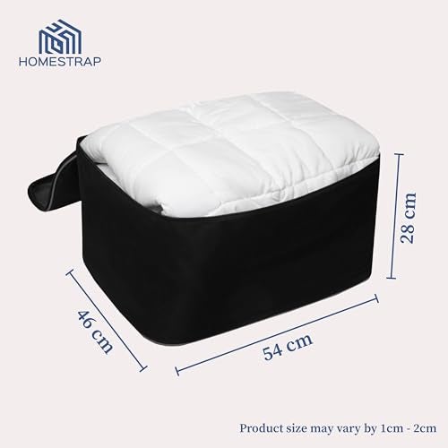 HomeStrap Nylon Large Underbed Storage Bag/Cover/Organizer for Clothes, Blanket, Quilt, Shoes and Books with Handle and Zip Closure- (Capacity - 70 Litres | Black & Grey) (Pack of 4) - Image 2