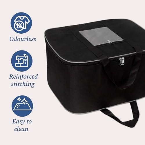 HomeStrap Nylon Large Underbed Storage Bag/Cover/Organizer for Clothes, Blanket, Quilt, Shoes and Books with Handle and Zip Closure- (Capacity - 70 Litres | Black & Grey) (Pack of 4) - Image 5