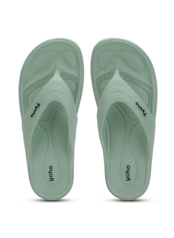 YOHO Drizzle Soft Slippers for Women | Mild Acupressure | Lightweight, Green UK6 - Image 1