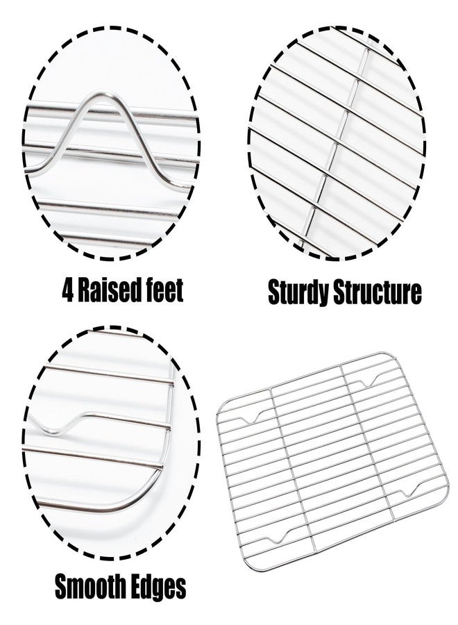 Pocoxll 2 Pack 9.84" x 7.48" Baking Cooling Racks, 201 Stainless Steel Wire Baking Rack for Cooking Roasting Grilling - Image 3