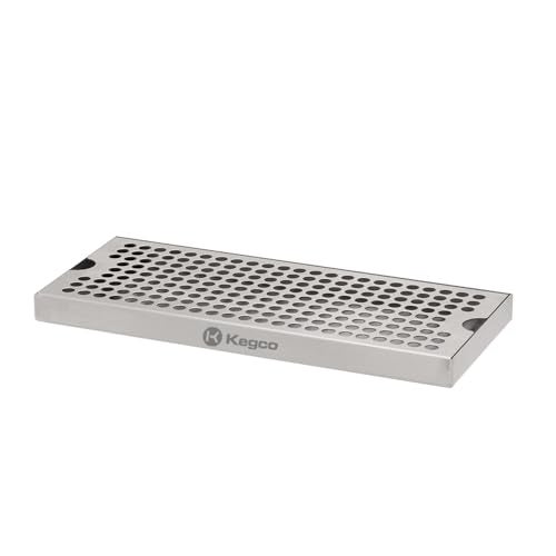 Kegco Dp-125-D Surface Mount Drip Tray with Drain, 12", Stainless Steel - Image 1