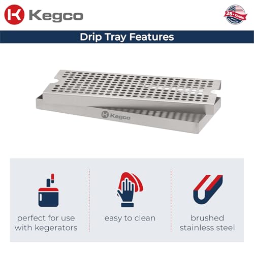 Kegco Dp-125-D Surface Mount Drip Tray with Drain, 12", Stainless Steel - Image 3