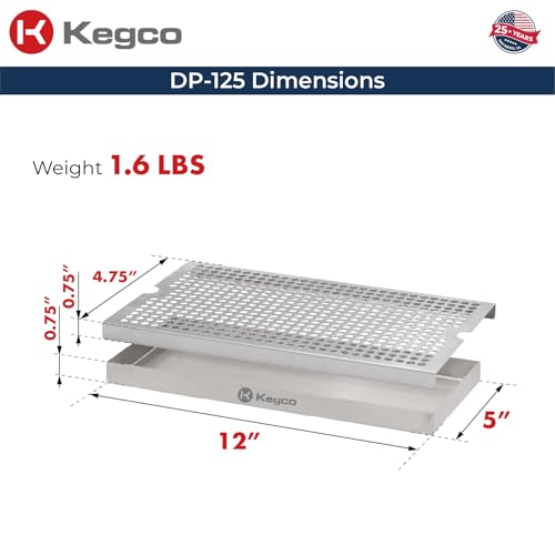 Kegco Dp-125-D Surface Mount Drip Tray with Drain, 12", Stainless Steel - Image 2