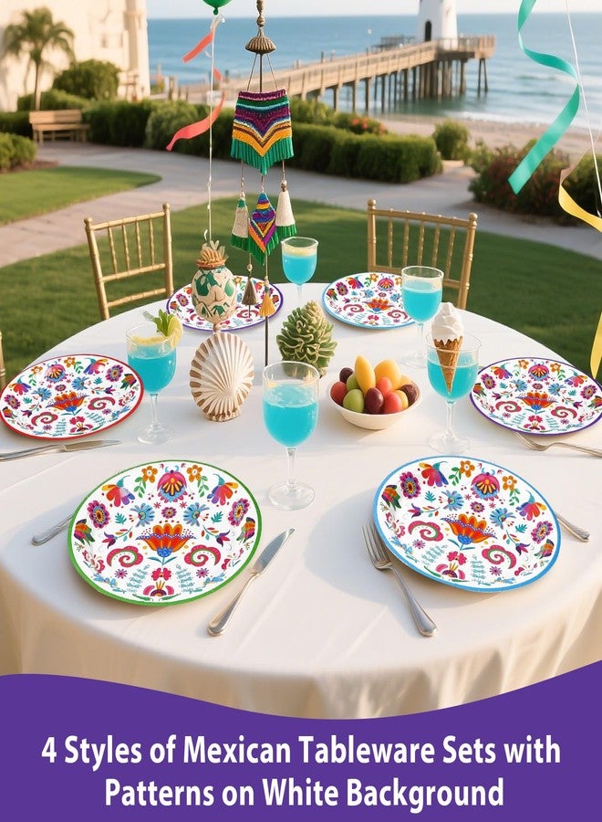 Grencian 60Pcs Mexican Paper Plates 9" Large Heavy Duty Colorful White Mandala Floral Platters Cinco de Mayo Dessert Plate for Mexico Tuesday Carnival Fiesta Birthday Party Supplies Decoration - Image 4
