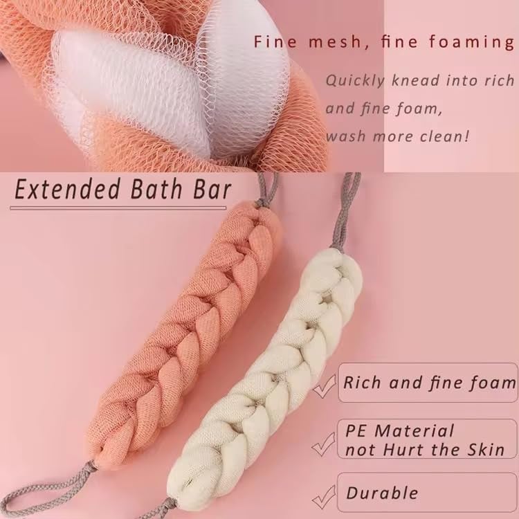 NOHUNT Back Strap Scrubber Bath Shower Bars Mesh Puff Exfoliating Soft Loofah Brush Strap (Pack Of 1) - Image 5