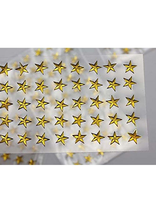Allstarco Star Self Adhesive Acrylic Rhinestones Plastic Face Gems Stick On Body Jewels for DIY Cards and Invitations Crafts Bling Sticker - 5 Sheets - 250PCS (6mm Gold Amber) - Image 1