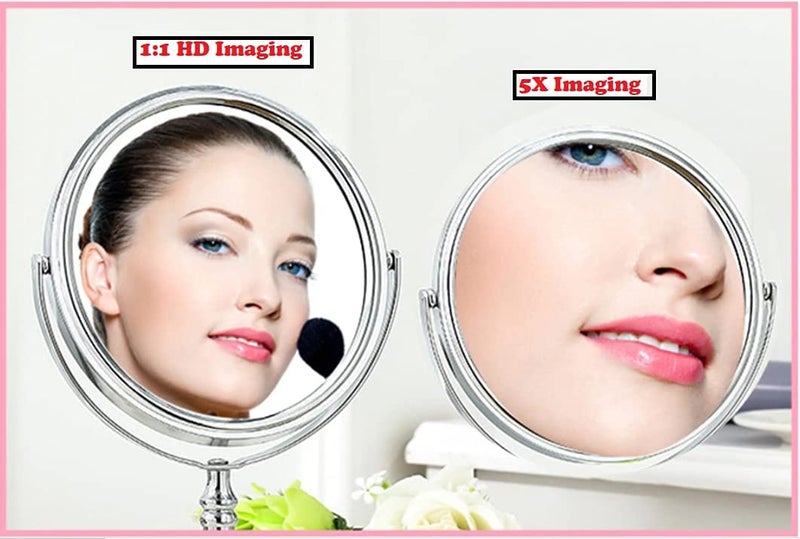 ZUMIE Double Sided Magnifying Makeup Mirror Magnification Cosmetic Mirror Countertop Makeup Mirror Travel Mirror Magnifying Glass Mirror Makeup Tabletop Vanity Hand Mirrors Stand - Image 2