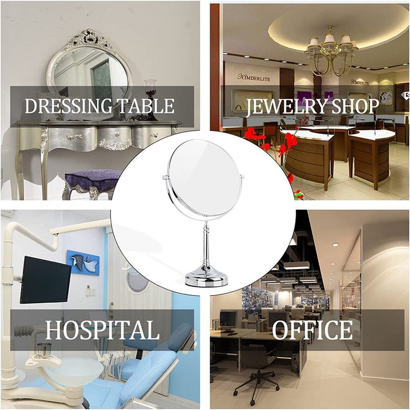 ZUMIE Double Sided Magnifying Makeup Mirror Magnification Cosmetic Mirror Countertop Makeup Mirror Travel Mirror Magnifying Glass Mirror Makeup Tabletop Vanity Hand Mirrors Stand - Image 3
