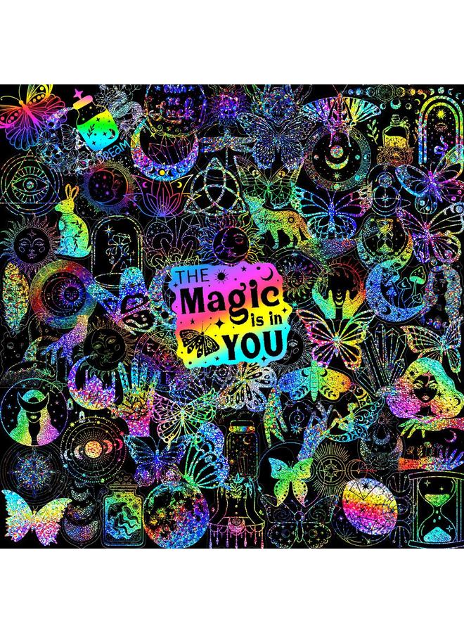 Bluejw 300 Sheets Of Laser Sticker Paper Butterfly Magic World Children's Reward Decoration Colorful Pet Laser Back Card Sticker - Image 5