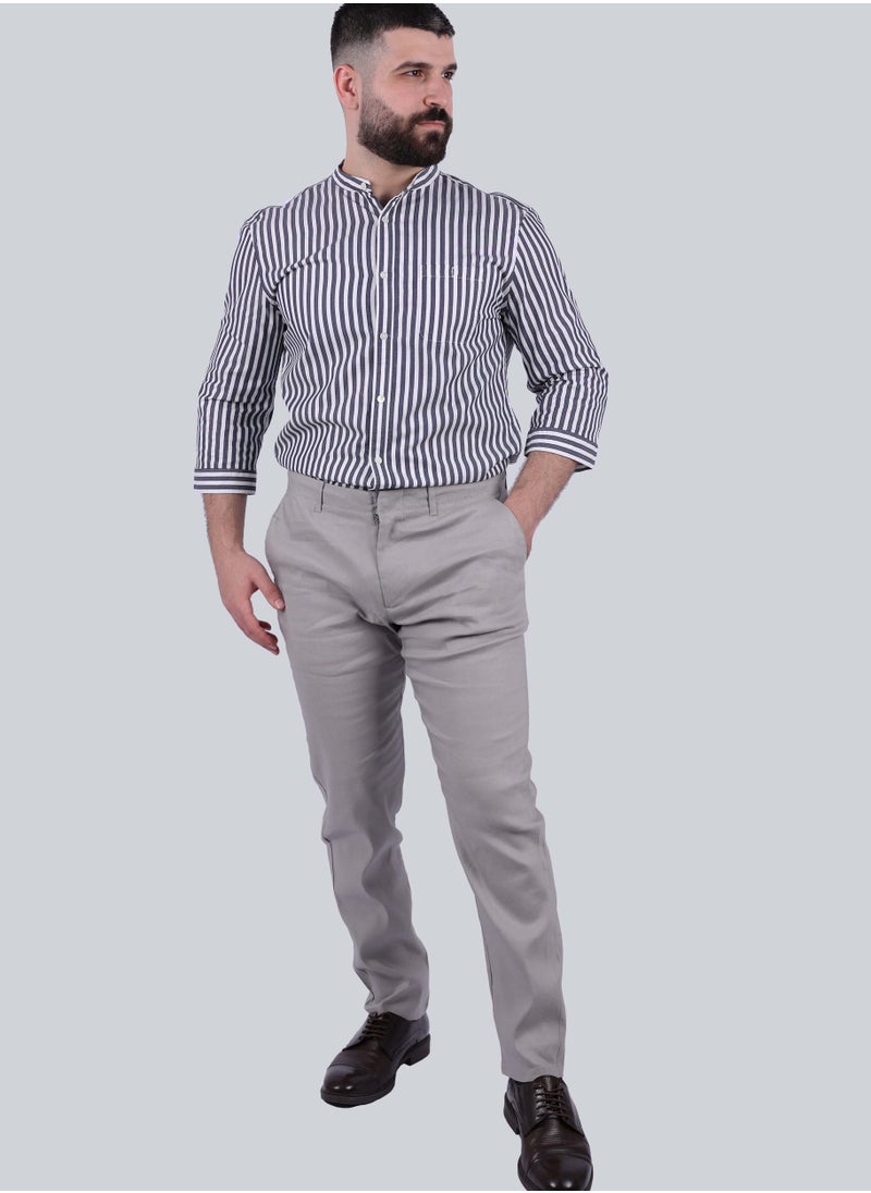 SELECTED - Men's Casual Comfort Flat Front in Light Grey - Image 1