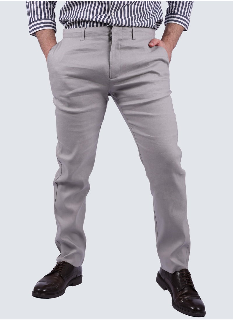 SELECTED - Men's Casual Comfort Flat Front in Light Grey - Image 1