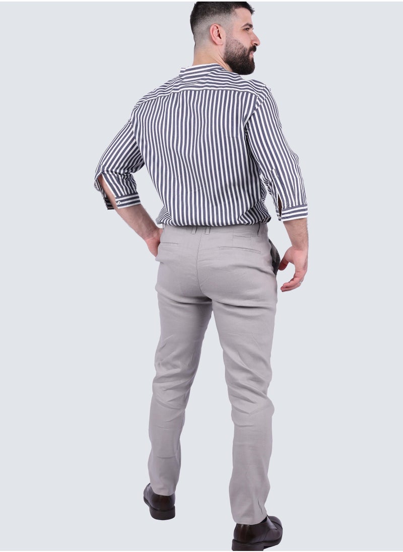 SELECTED - Men's Casual Comfort Flat Front in Light Grey - Image 1