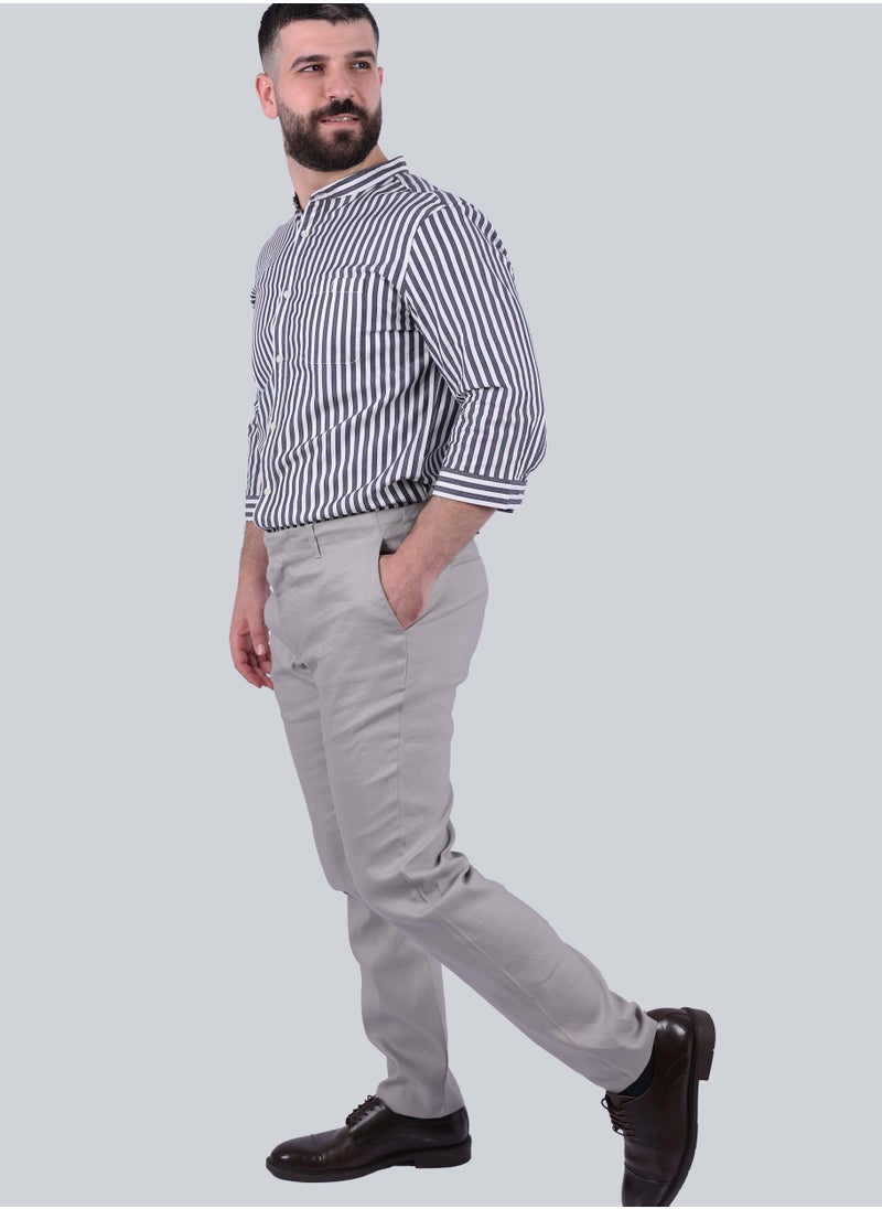 SELECTED - Men's Casual Comfort Flat Front in Light Grey - Image 1